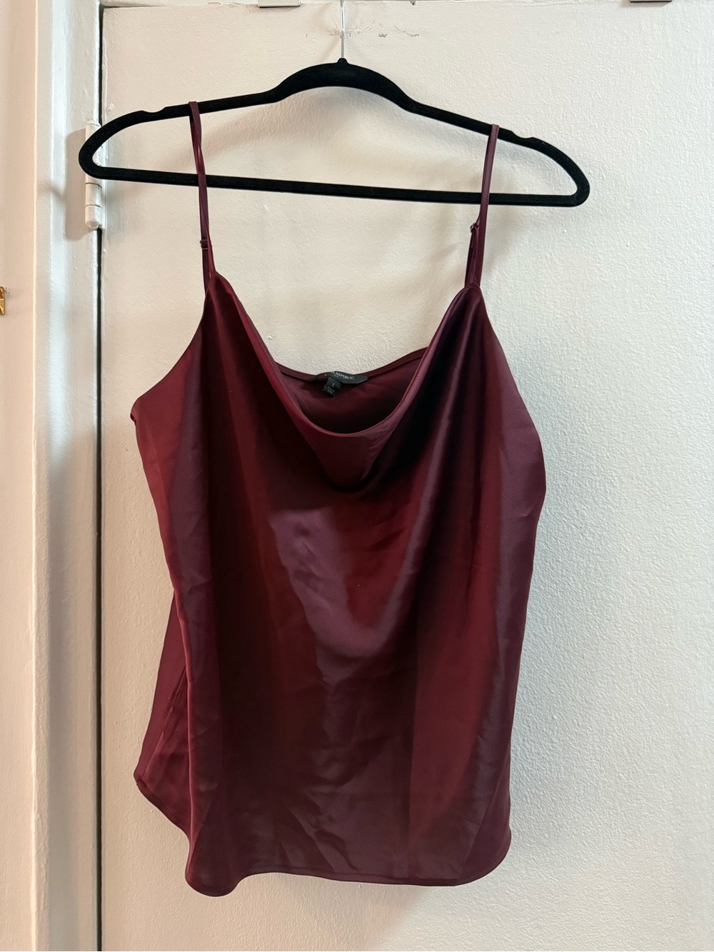 Women’s Satin Cowl Neck Camisole Tank Top - Burgundy